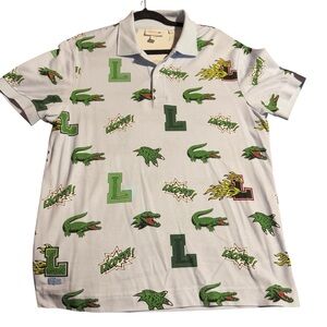 LACOSTE Polo Shirt with Alligator Print SIZE L
